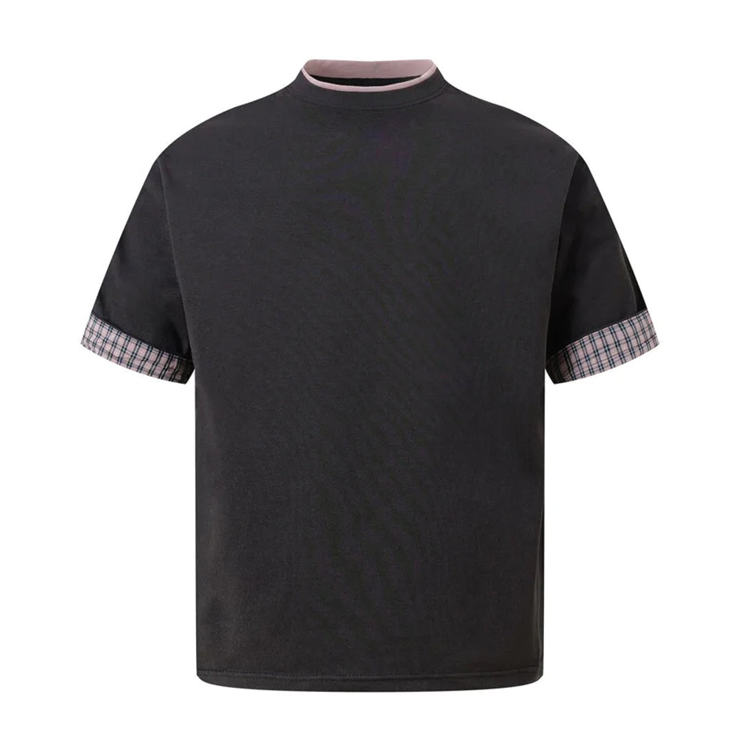 Amawinc Plaid Mirage T Shirt En Coton 100 Pour Cent Avec Manches À Carreaux Style Décontracté Week End