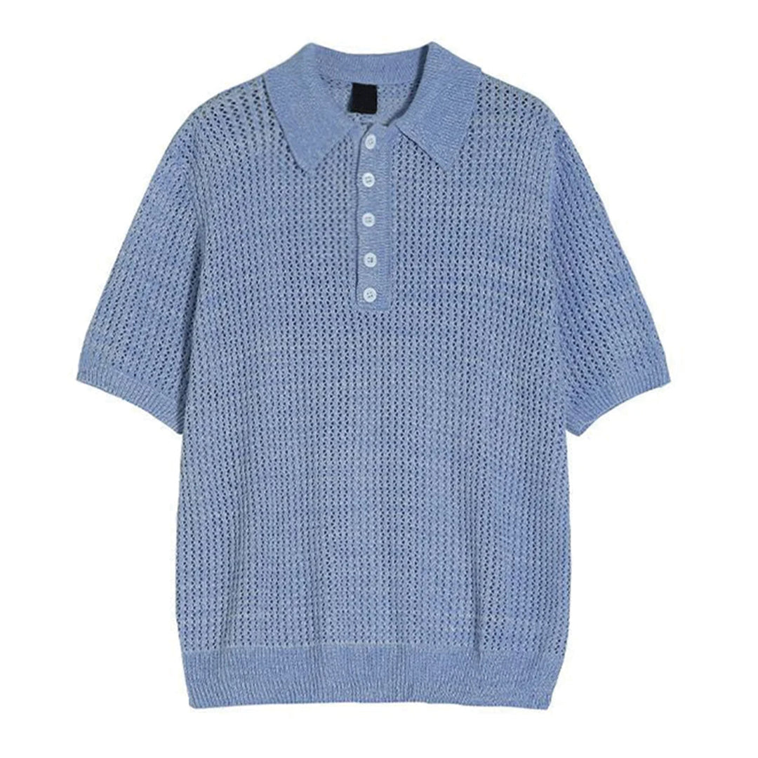 Marina Polo En Maille Ouverte Décontracté Oversize En Coton Polyester Avec Col Polo Et Boutons