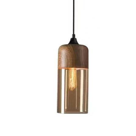 Luxuriöse Jevaglo™ Glas- und Holz-Pendelleuchte