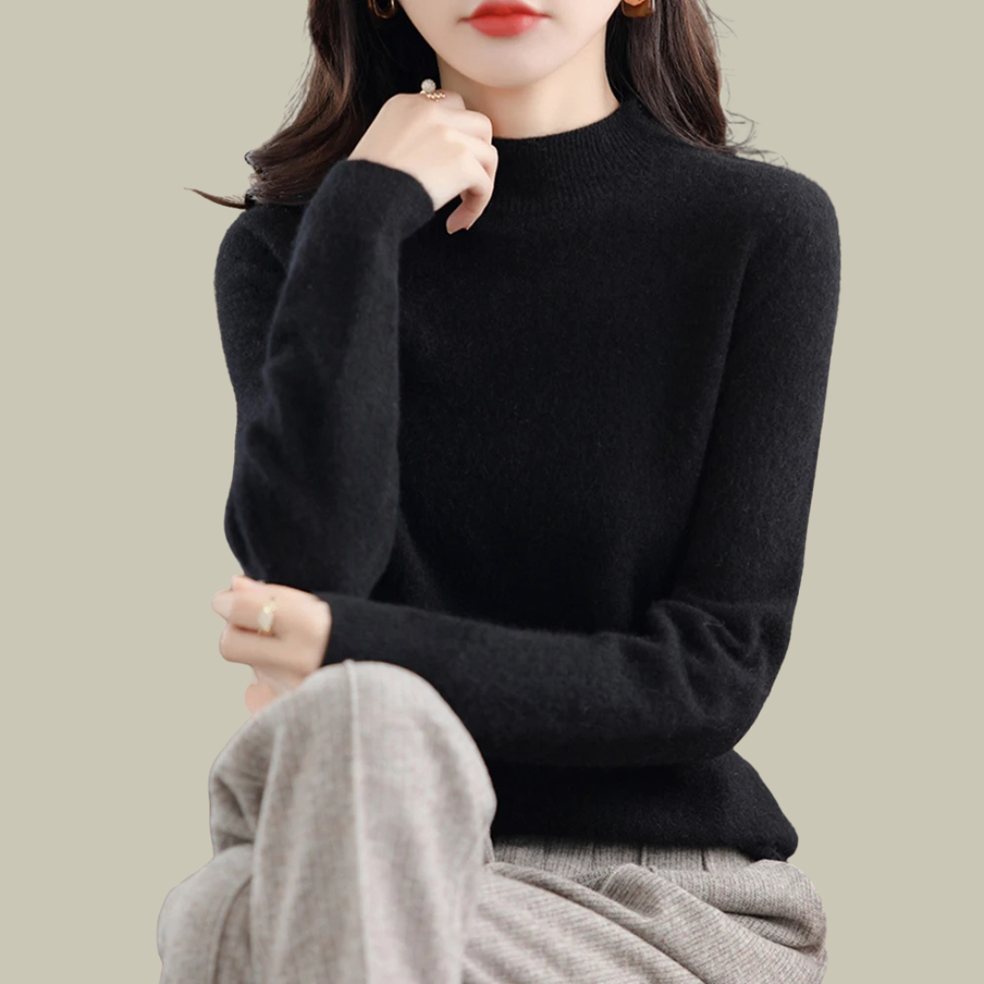 Ivy Pull Femme Col Haut Ajusté En Laine Mérinos Premium Pour Bureau Et Week End Chic
