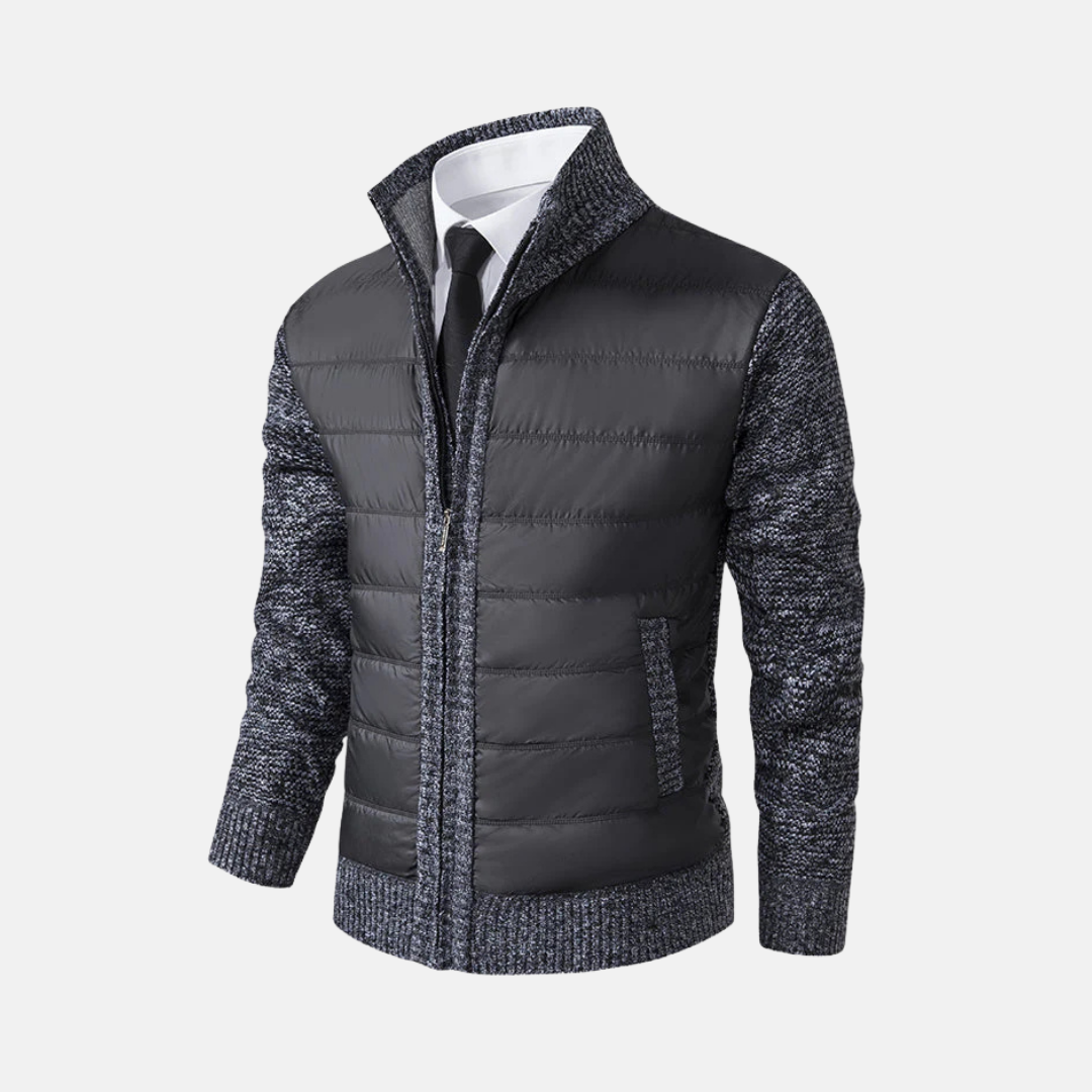 Veste Homme En Mélange Acrylique Bordeaux Slim Fit Avec Col Debout Et Manches Tricotées Pour Style Moderne