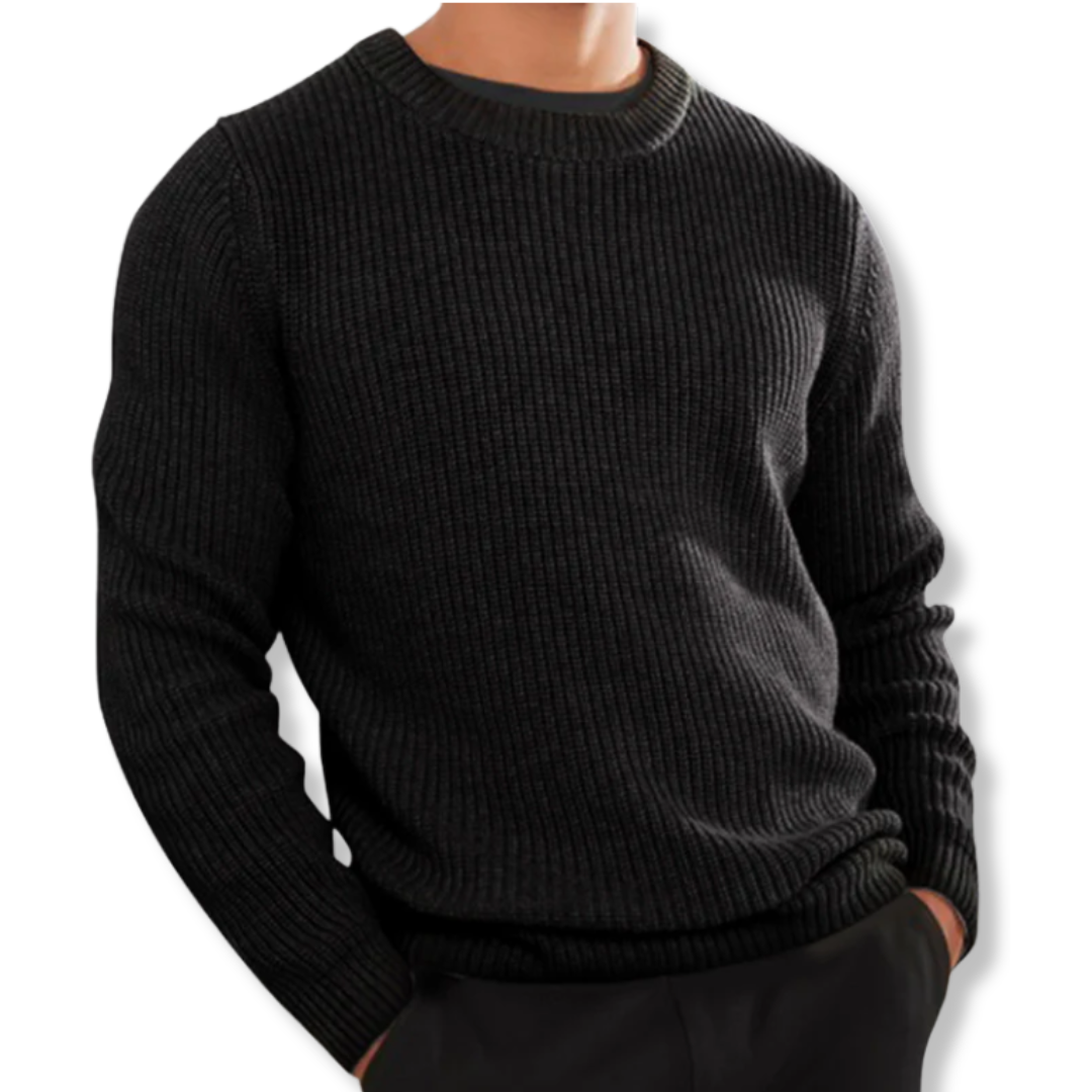 Pull Homme Coupe Décontractée En Maille Col Rond Manches Longues Chaud Pour Superposer Au Quotidien