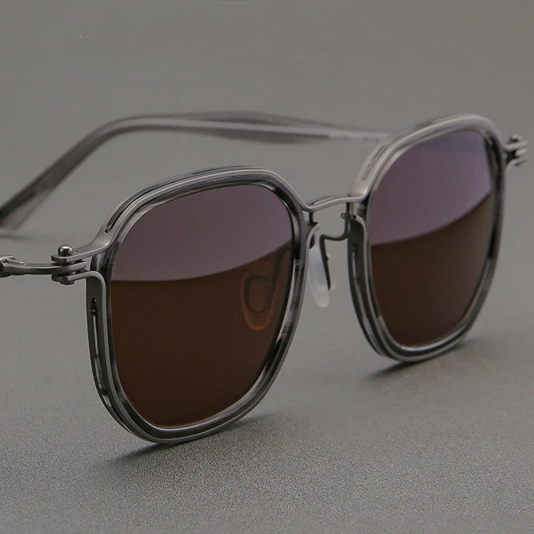 Ferrano Shades Lunettes De Soleil En Titane Légères Verres Polarisés UV400 Avec Forme Géométrique Subtile