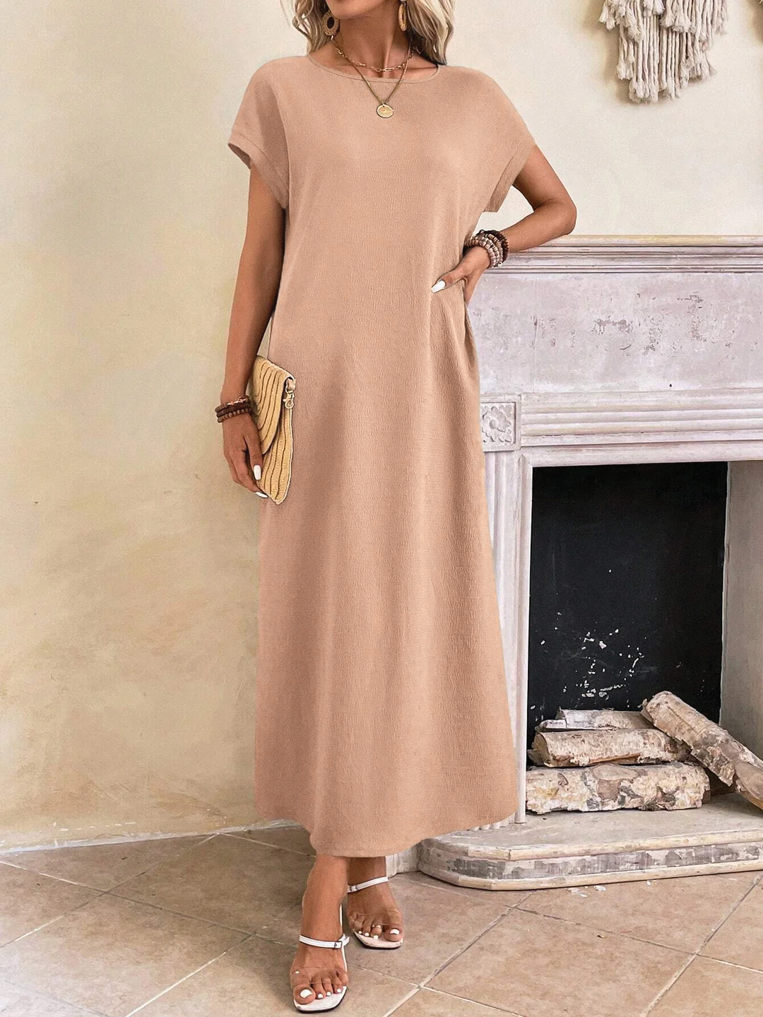 Robe Tunic Décontractée À Manches Chauve Souris Stella Amawinc Pour Été Léger Et Confortable