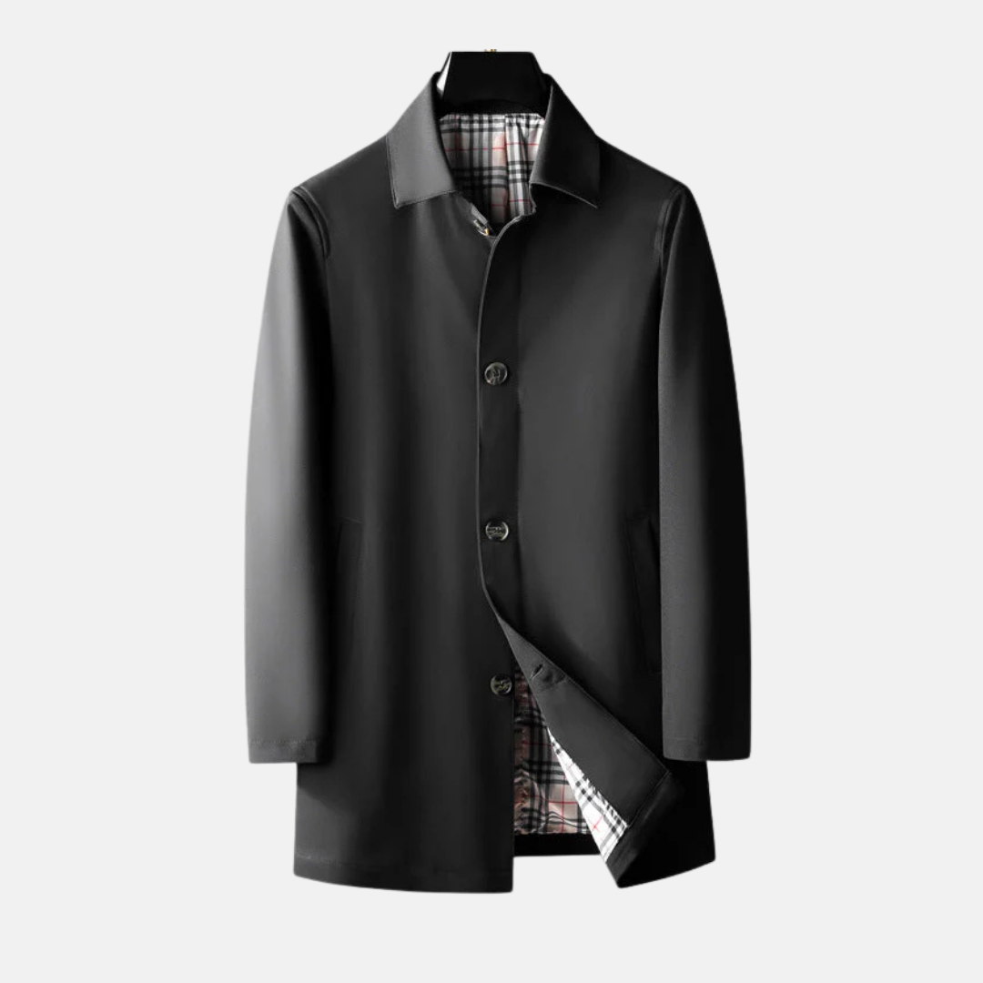 Manteau Homme en Mélange de Laine Coupe Ajustée Bouton Avant Doublure Intérieure Pour Tenue Formelle Amawinc