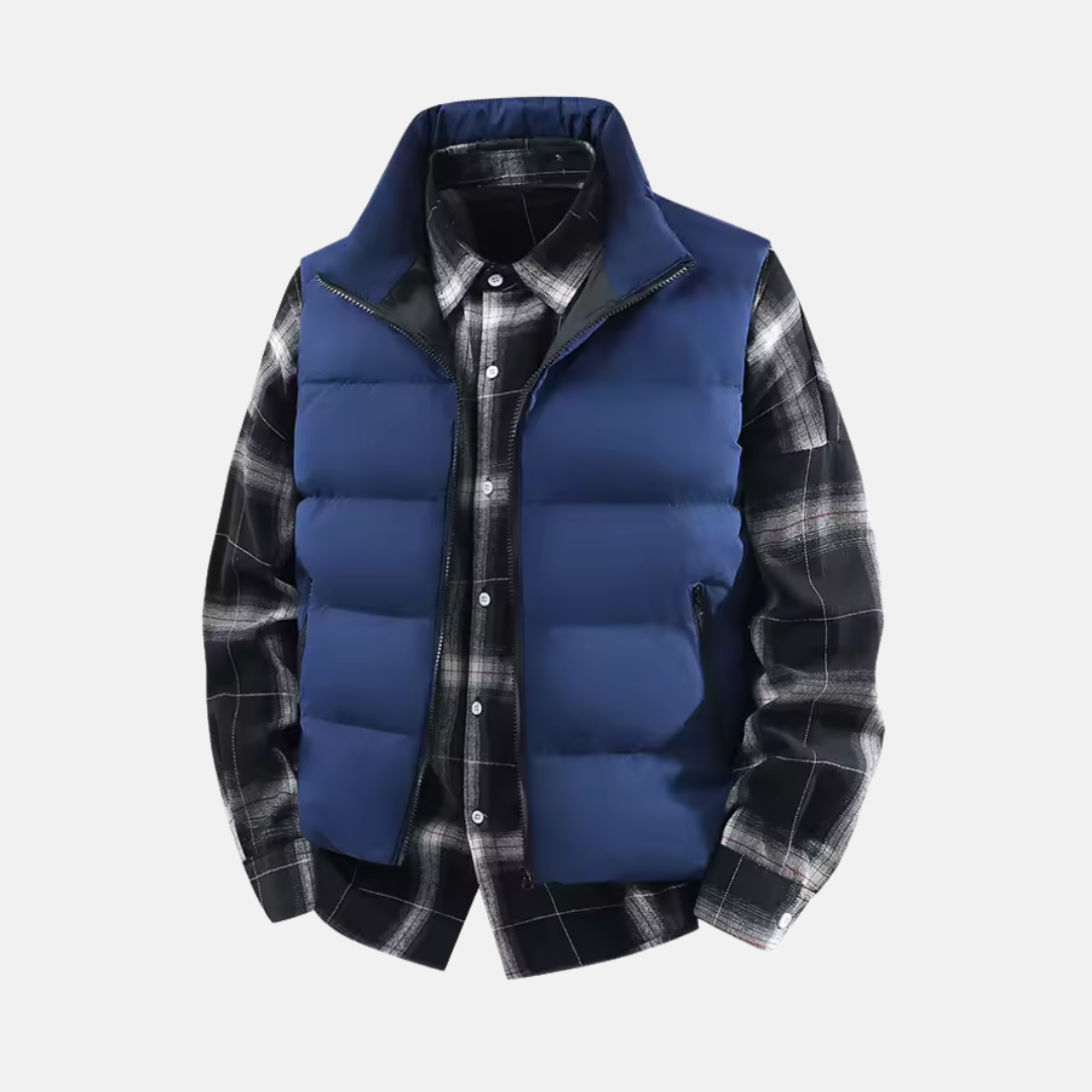 Veste Puffer Homme Matelassée Avec Isolation Quadrillée Pour Coupe Regular Confort Durable Col Debout Zip Amawinc