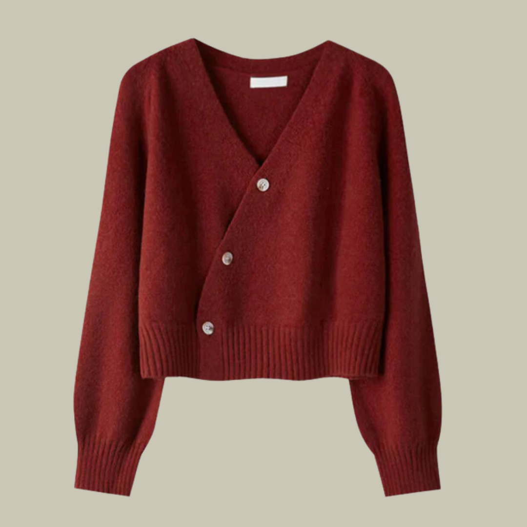 Harper Pull Femme Mérino et Laine Col en V Avec Boutons Croisés Élégance Confort Pour L Hiver