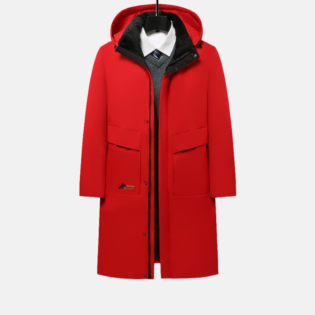 Nordisk Flair Manteau Long Pour Homme Isolé Avec Capuche Et Fermeture Par Pressions En Pleine Longueur Coupe Regular