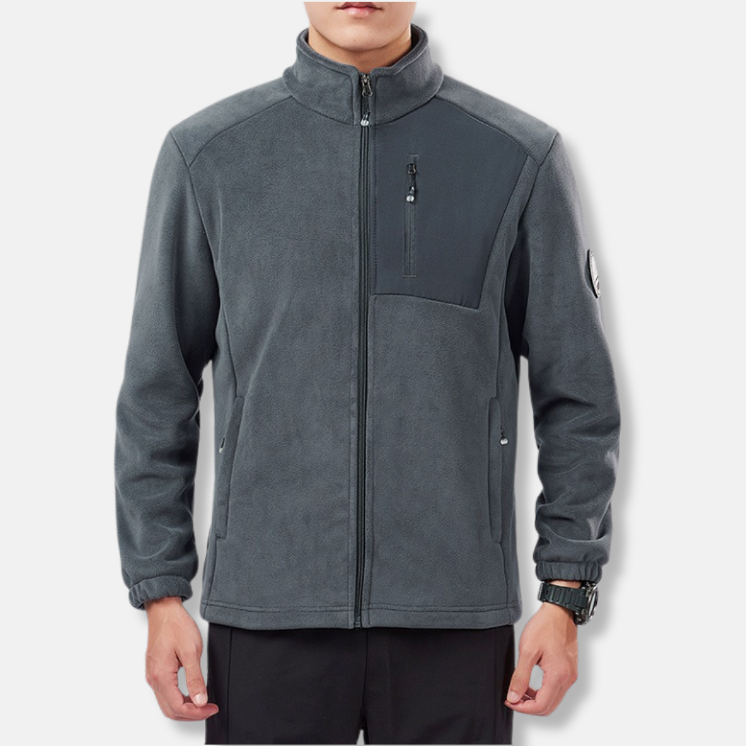 Veste Polaire Pour Homme Avec Col Montant Zip Intégral Coupe Regular Poignets Élastiques Hiver