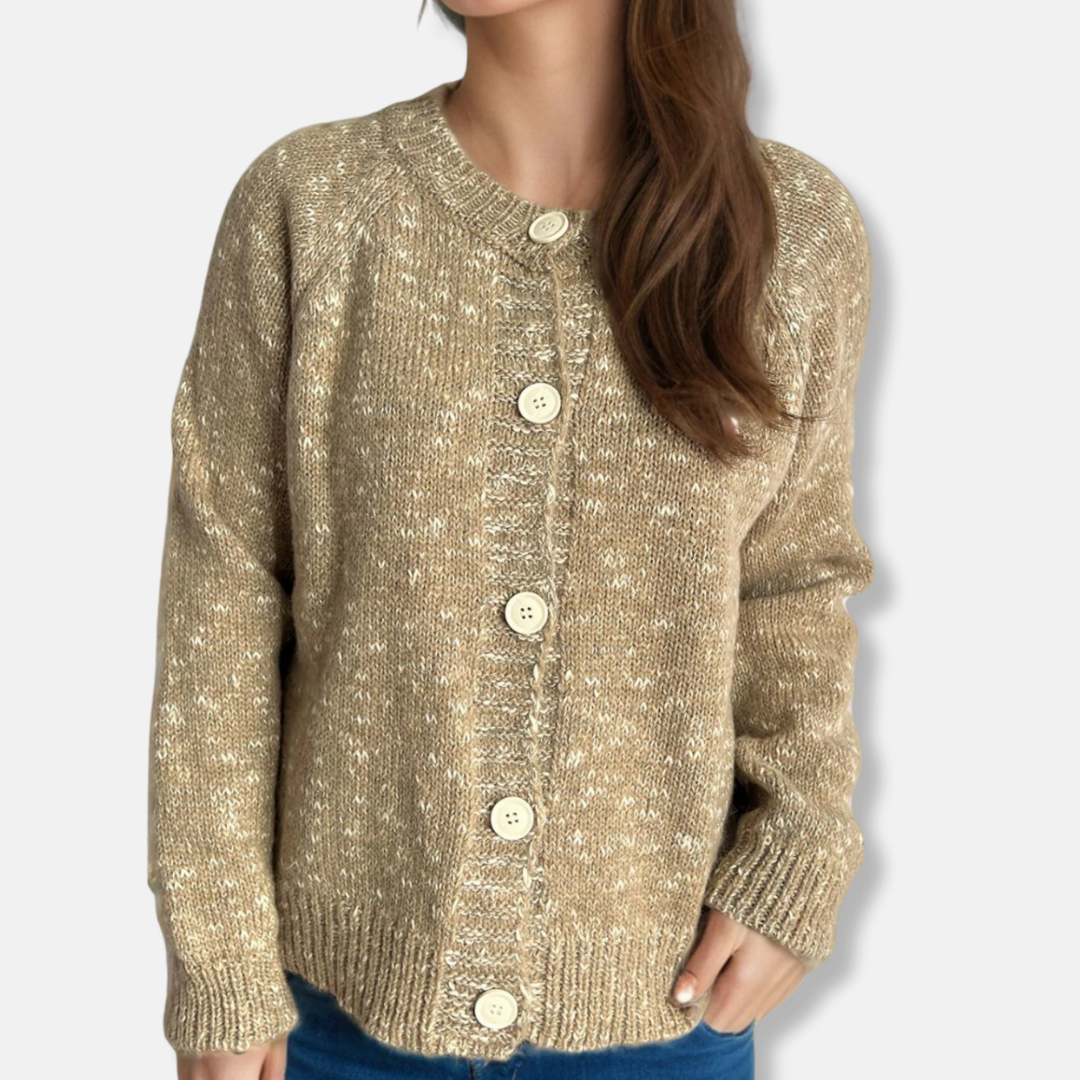 Cardigan Pour Femmes En Mélange Acrylique Coupe Décontractée Longueur Courte Col Rond Manches Raglan Longues
