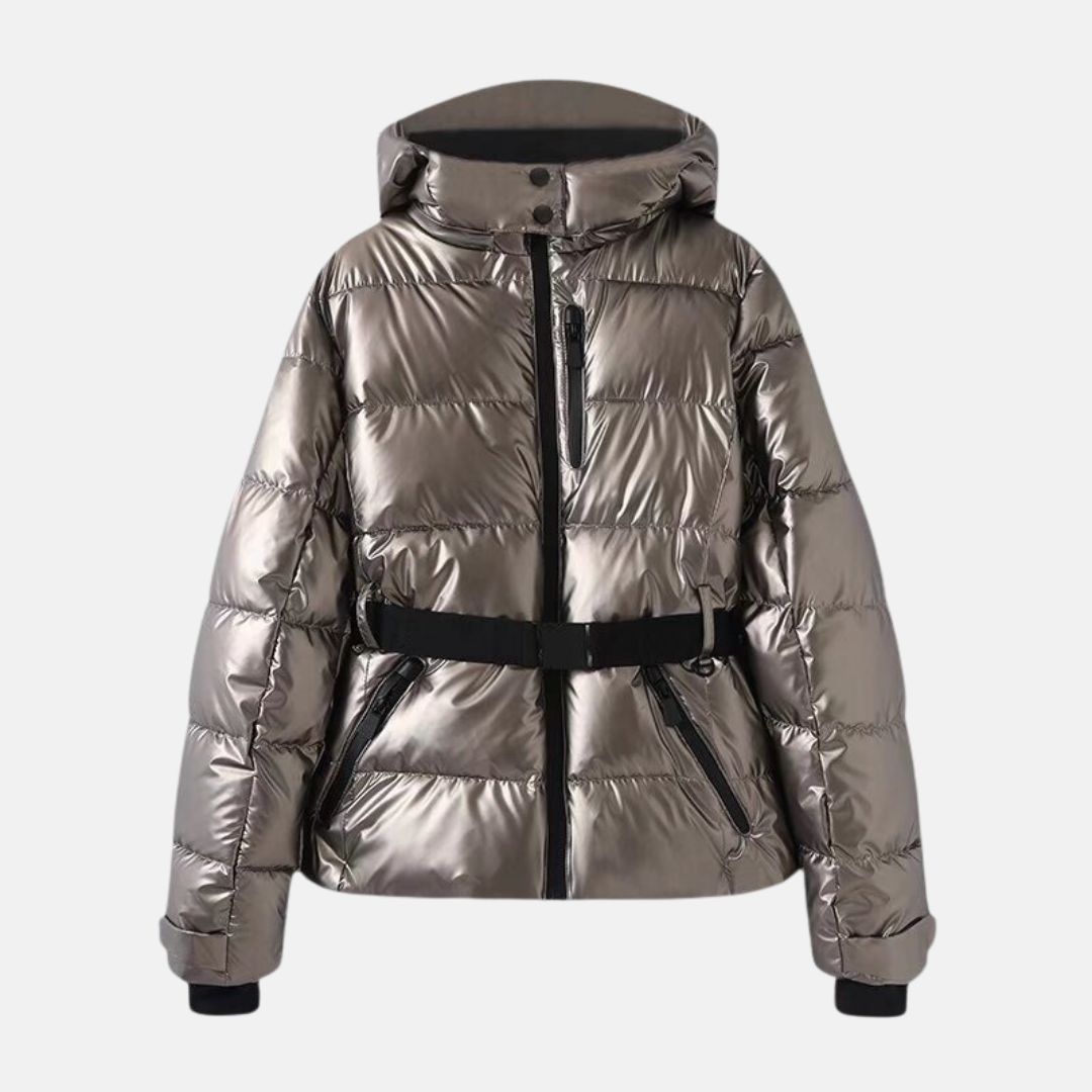 Doudoune Puffer Pour Femmes Matelassée Isolante Coupe Oversize Taille Ceinturée Capuche