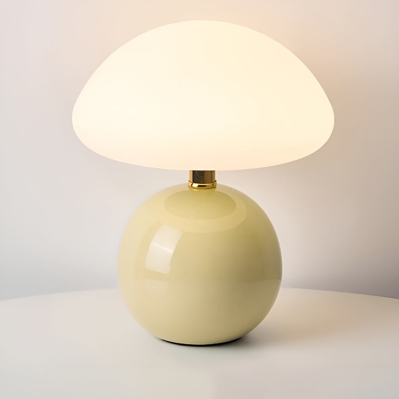 Lampe De Table En Céramique Champignon Moderne Avec Lumière Ambiante Et Trois Modes De Couleur