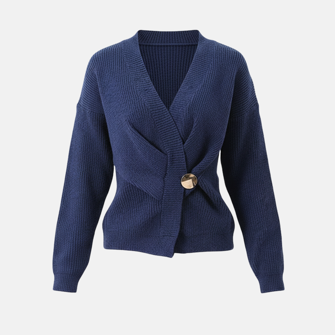 Pull Femme Nordisk Flair À Nouage Wrap Col En V Maille Côtelée Manche Longue Ourlet Asymétrique