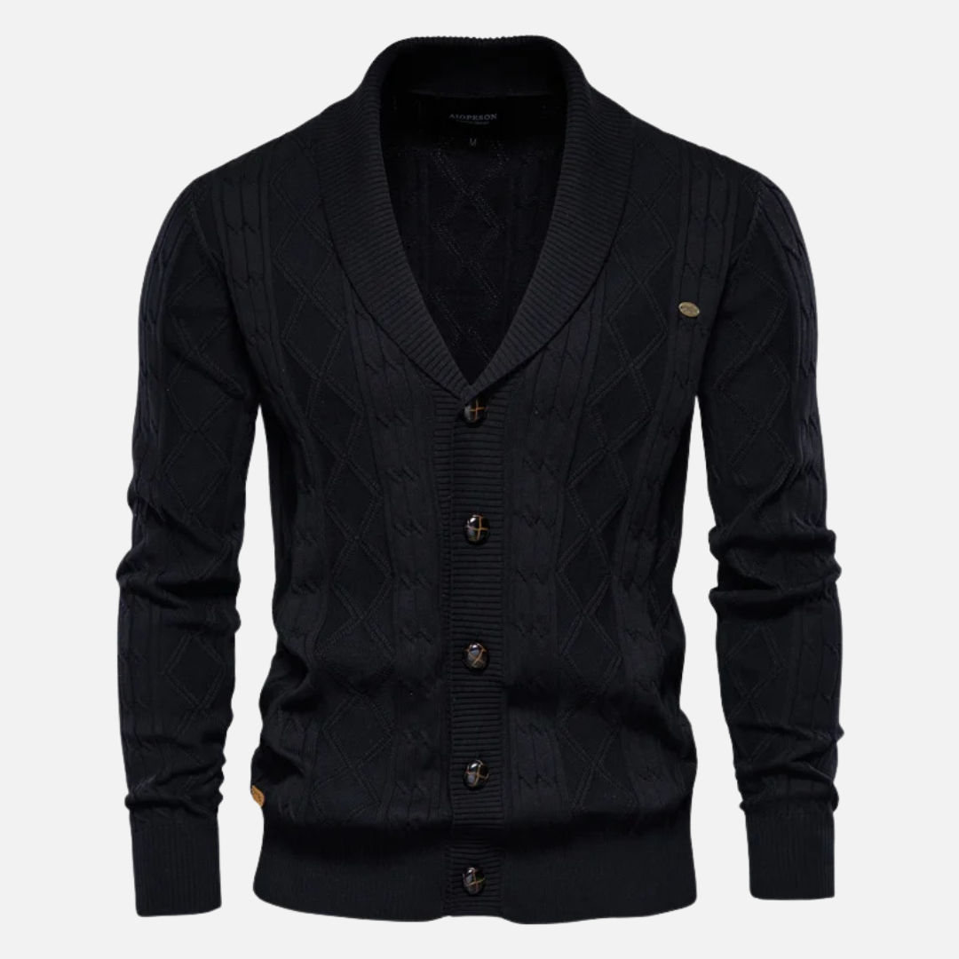 Cardigan Tricot James Argyle Motif Diamant Col Châle Par Amawinc Mélange Coton Pour Automne Et Hiver