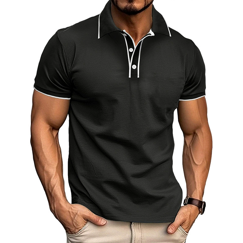 Polo Slim Fit Homme Amawinc À Manches Courtes Avec Détails Contrastants Pour Style Décontracté Et Chic