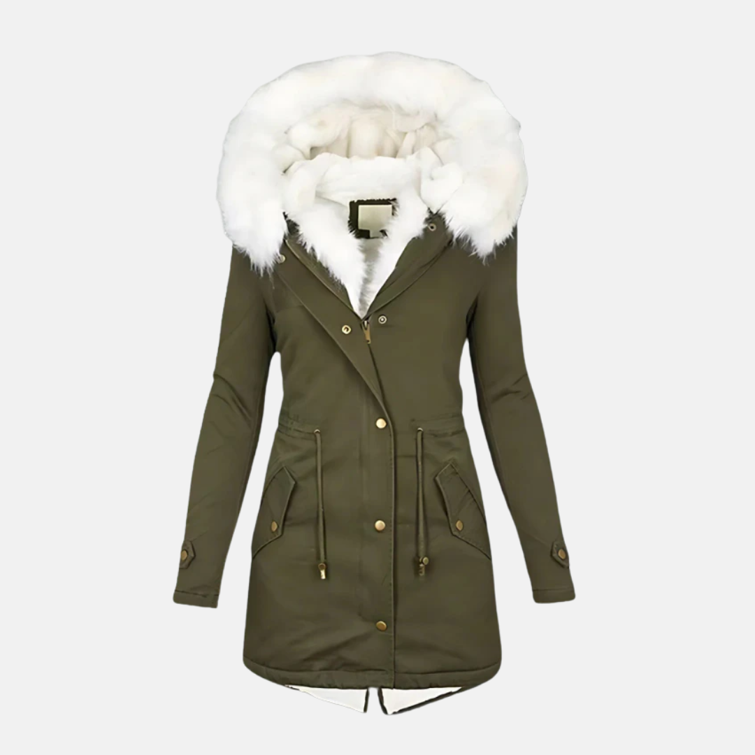 Parka Femme Nordisk Flair Coupe Slim Capuche Bordée Fausse Fourrure Résistante À L Eau Mi Longue