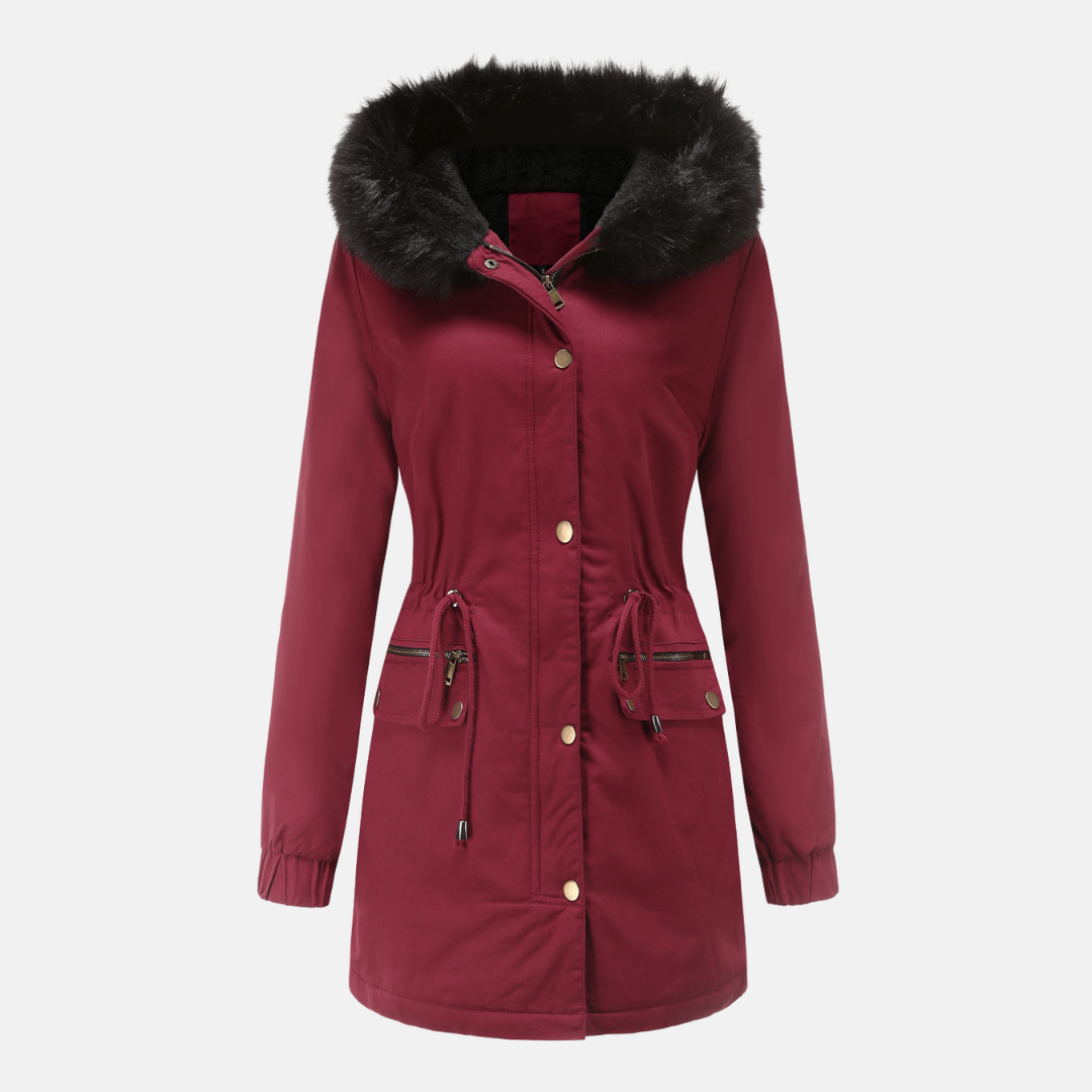 Parka Femme Coupe Longue Avec Capuche En Fourrure Synthétique Résistante Aux Intempéries Taille Réglable Nordisk Flair
