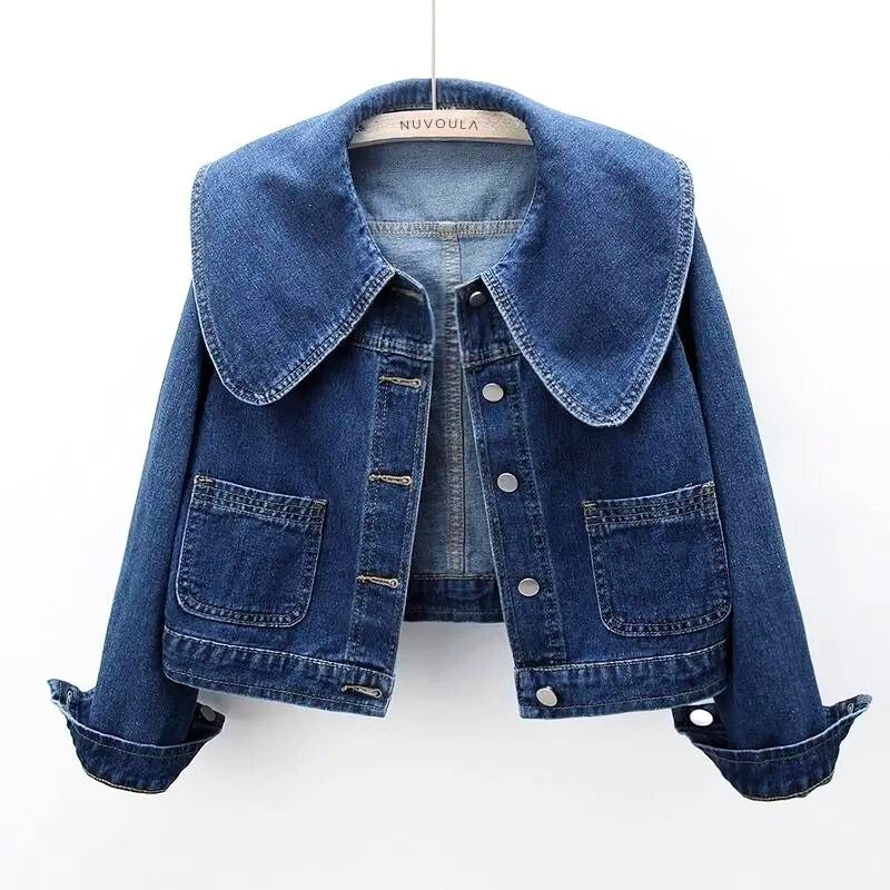 Veste En Jeans Kiran Oversize Avec Col Large Et Motif À Carreaux Distinctif Vintage Moderne