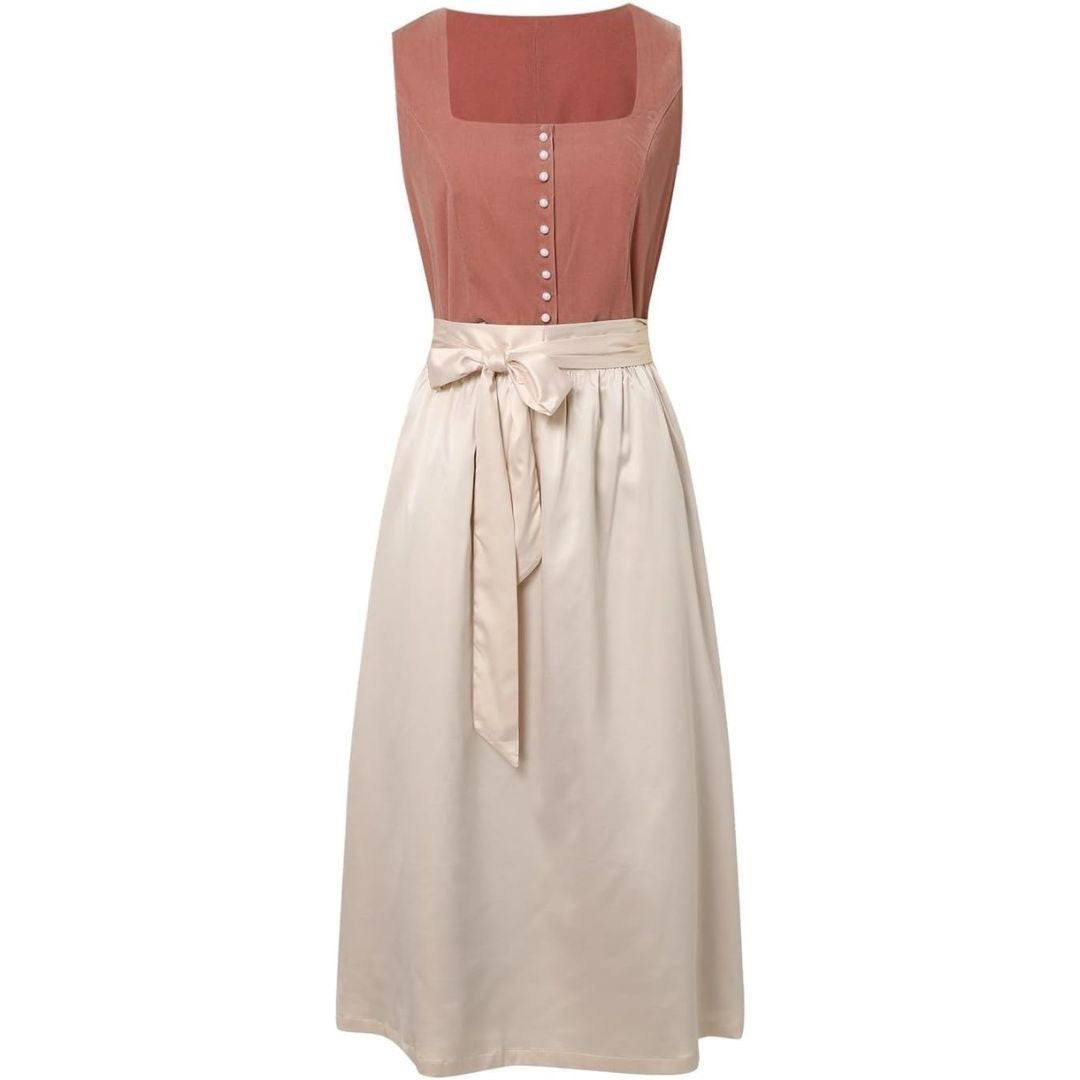 Robe Dirndl Pour Femmes Amawinc Corset Structuré Midi En Mélange Coton Pour Festivals