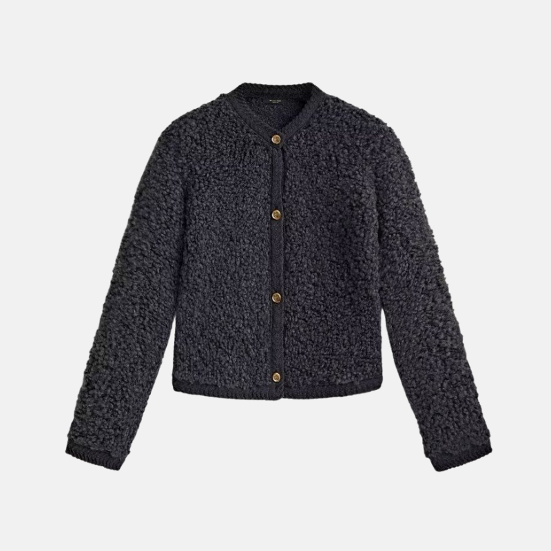 Cardigan Femme en Maille Court Col Rond Manches Longues pour Un Style Décontracté et Chic