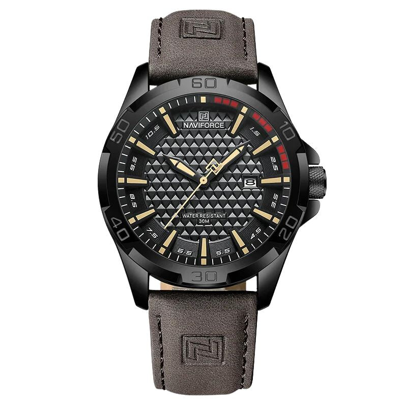 Montre Orbinum NF Mouvement Quartz Calendrier Batterie Longue Durée Étanche 3ATM Bracelet Cuir Verre Minéral