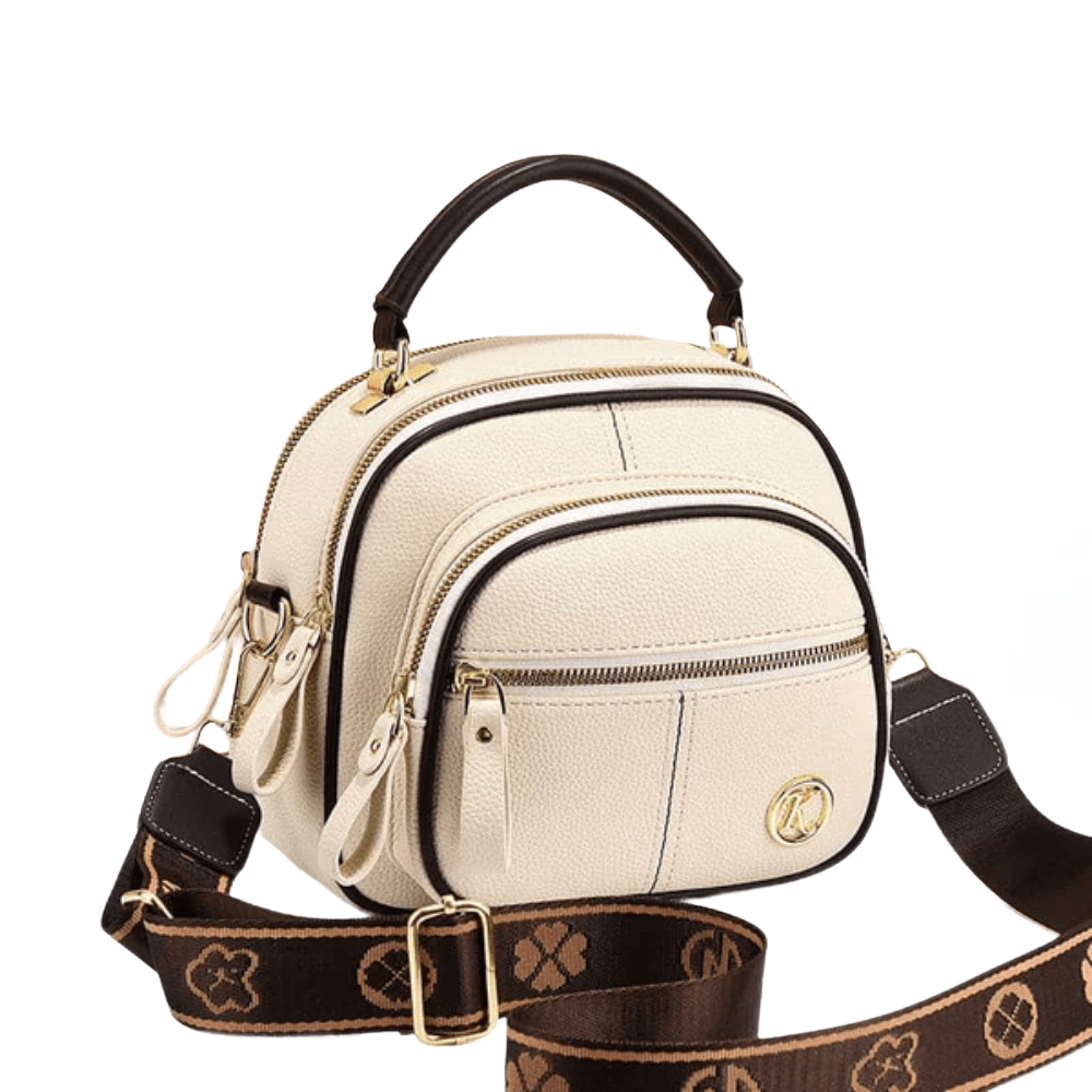 Amawinc Jan Mini Sac À Main En Faux Cuir Compact Avec Deux Compartiments Zippés Et Bandoulière Détachable