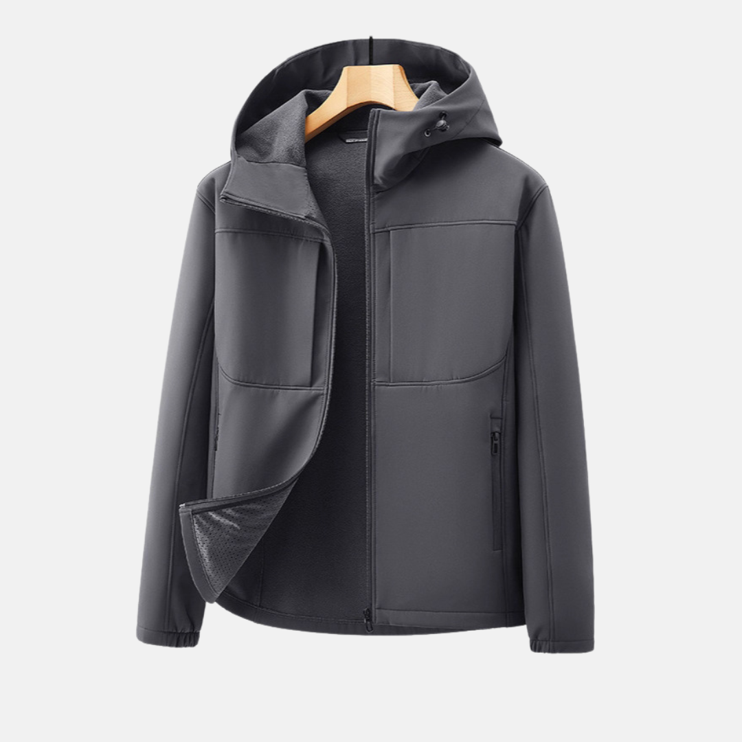 Amawinc Manteau Softshell Homme Doublure Polaire Capuche Ajustable Poches Zippées Coupe Regular