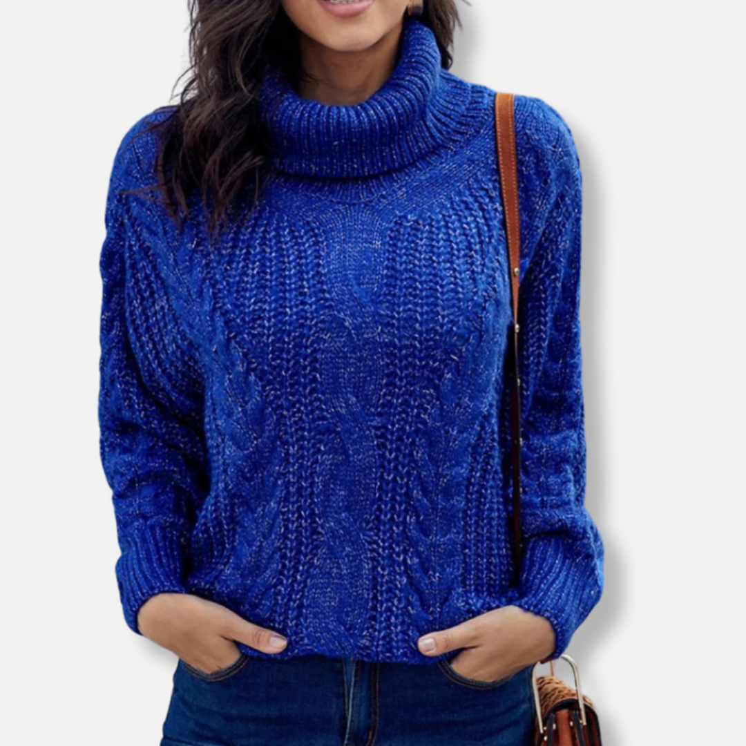 Amawinc Pull Femme Oversize Tricot À Torsades Col Roulé Côtelé Chaud Pour Automne Hiver