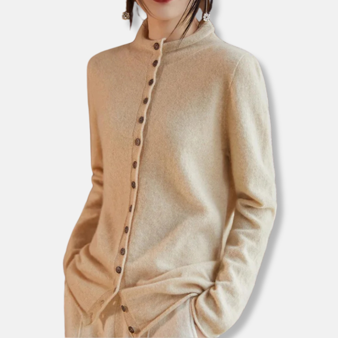 Cardigan Femme En Laine Boutonné Col Ouvert Coupe Décontractée Taillée Élégante