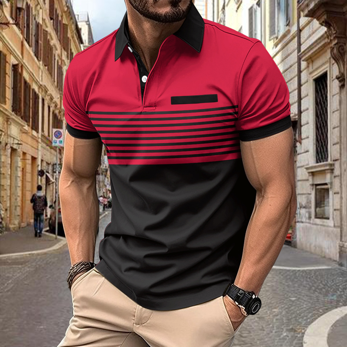 Polo Homme Jacob Amawinc Respirant Style Classique À Rayures Pour Casual Et Activité Quotidienne