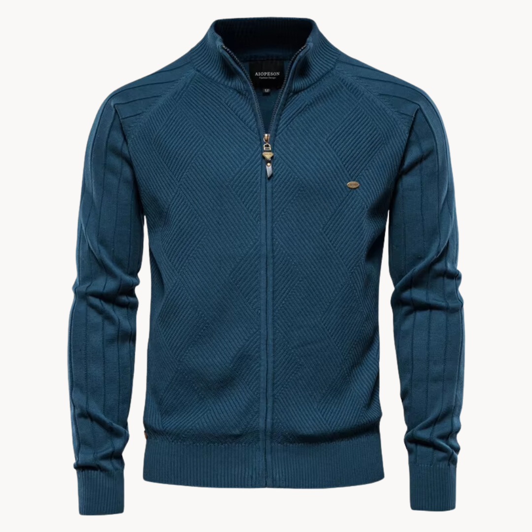 Nordisk Flair Veste Homme Slim Fit Tricot Mélange Laine Zippée Bords Côtes Décontractée