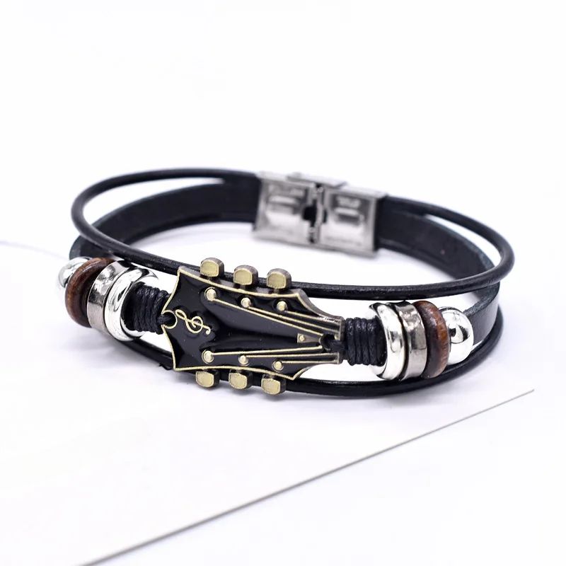 Bracelet En Cuir Guitare Vintage Inspiré Par La Musique Cadeau Idéal Pour Musiciens Et Amateurs
