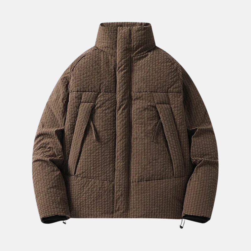 Manteau Homme En Tissu Technique Longueur À La Hanche Col Montant Pour Style Hivernal Moderne