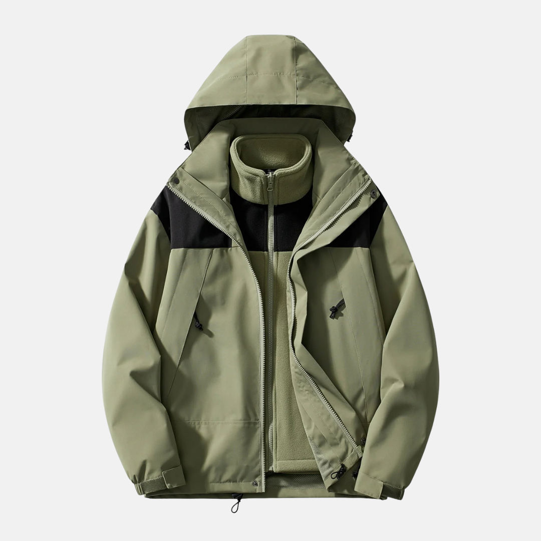 Veste Homme Trois En Un Imperméable Avec Doublure Polaire Détachable Et Capuche Coupe Vent Pour Tous Temps