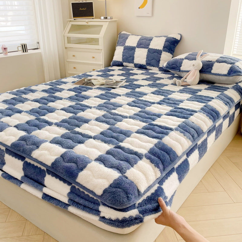 Ensemble Housse De Couette Velours À Carreaux Noir Contemporain Pour Chambre Moderne Confort Luxueux