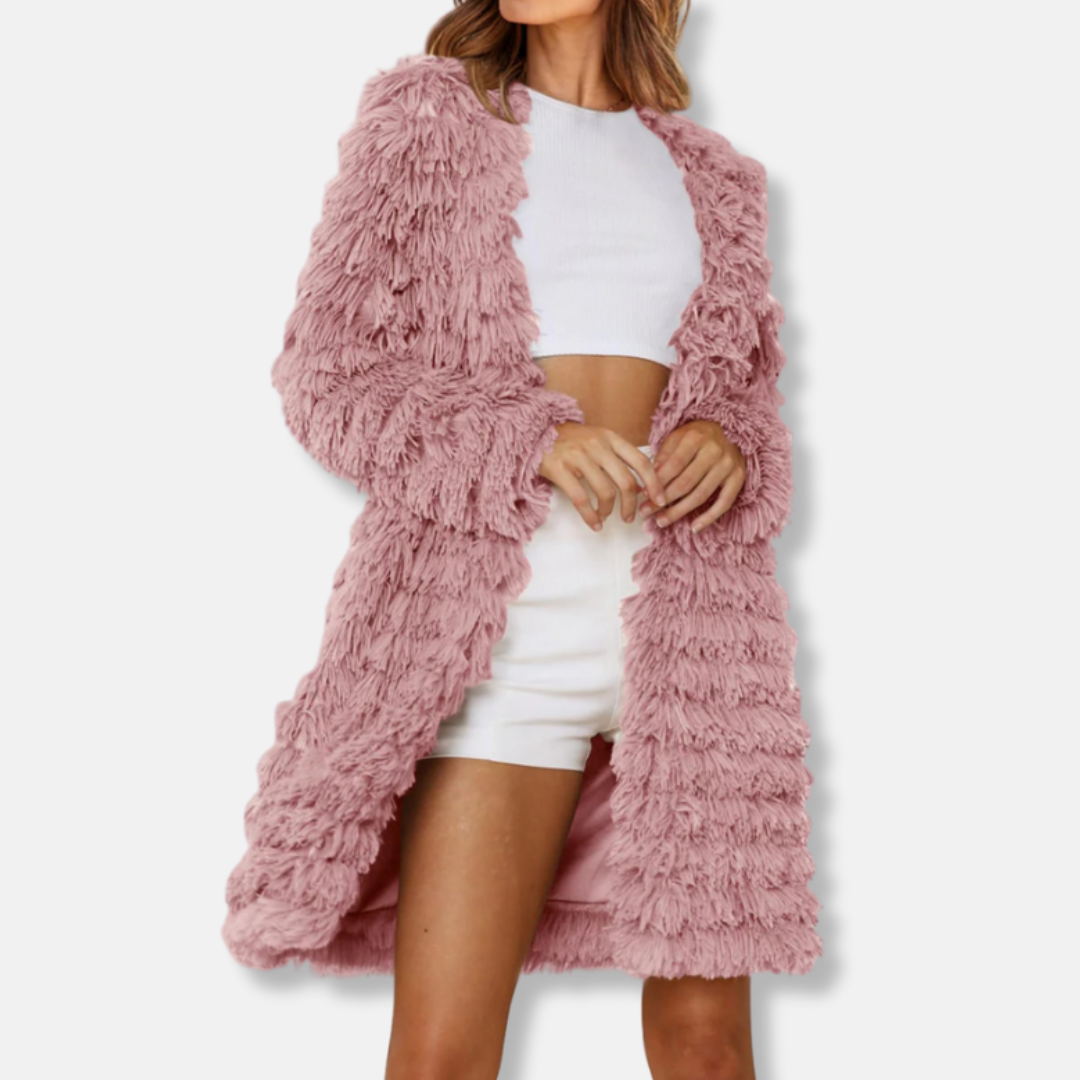 Cardigan Long Pour Femmes En Maille Shaggy Avec Coupe Décontractée Et Ouverture Frontale Pour Superposition