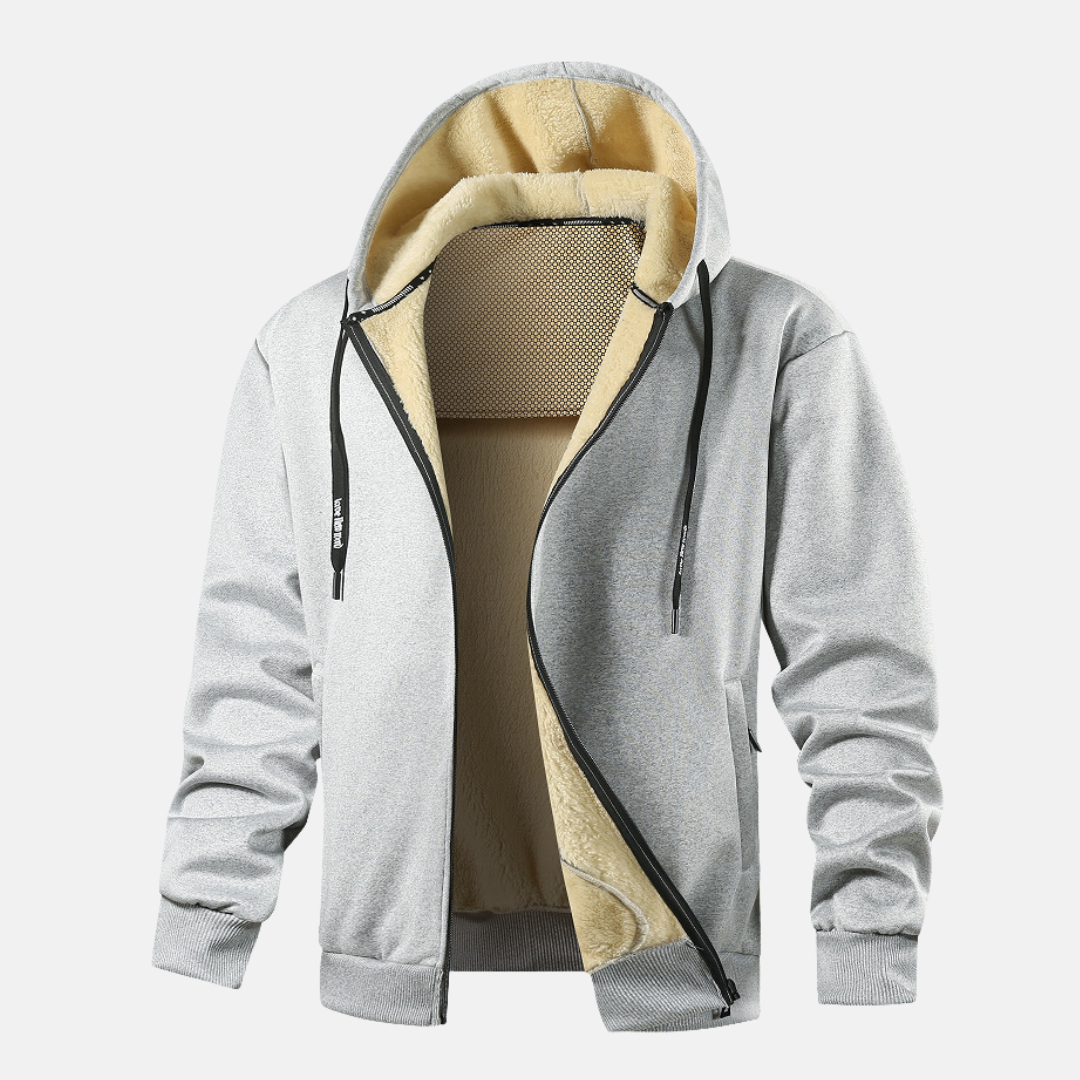 Sweat À Capuche Zippé Pour Homme Amawinc Avec Doublure Polaire Peluche Et Coupe Décontractée Bordures Côtelées Hiver