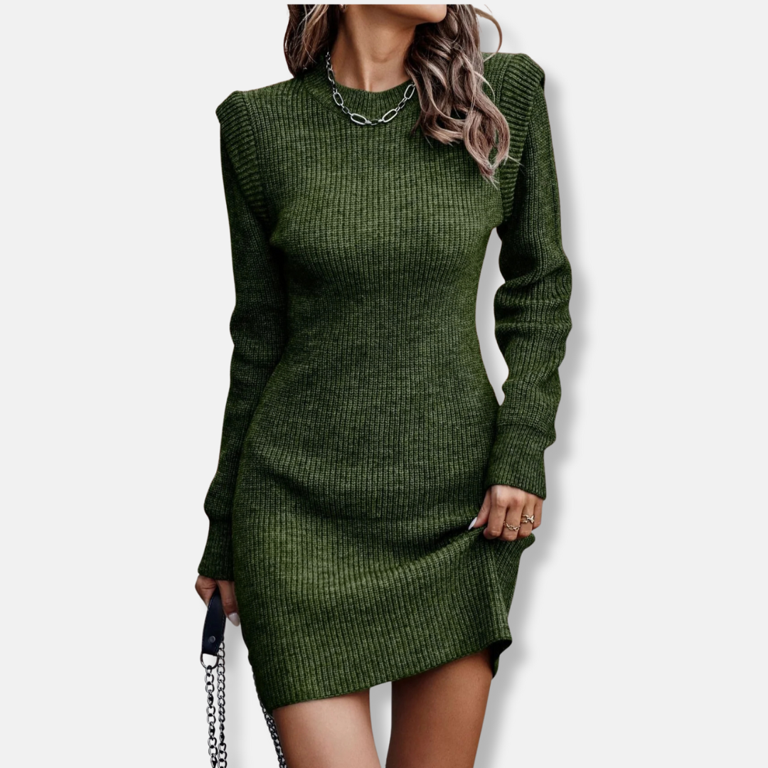 Robe Mini Amawinc En Maille Côtelée Coupe Slim Manches Longues Épaules Bouffantes Pour Un Look Chic Jour Et Nuit