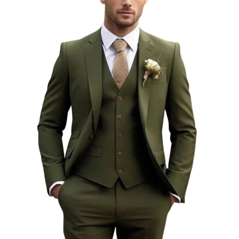 Costume Trois Pièces Slim Fit Pour Homme Pour Mariage Soirée Et Affaires Noir Cravate Élégant