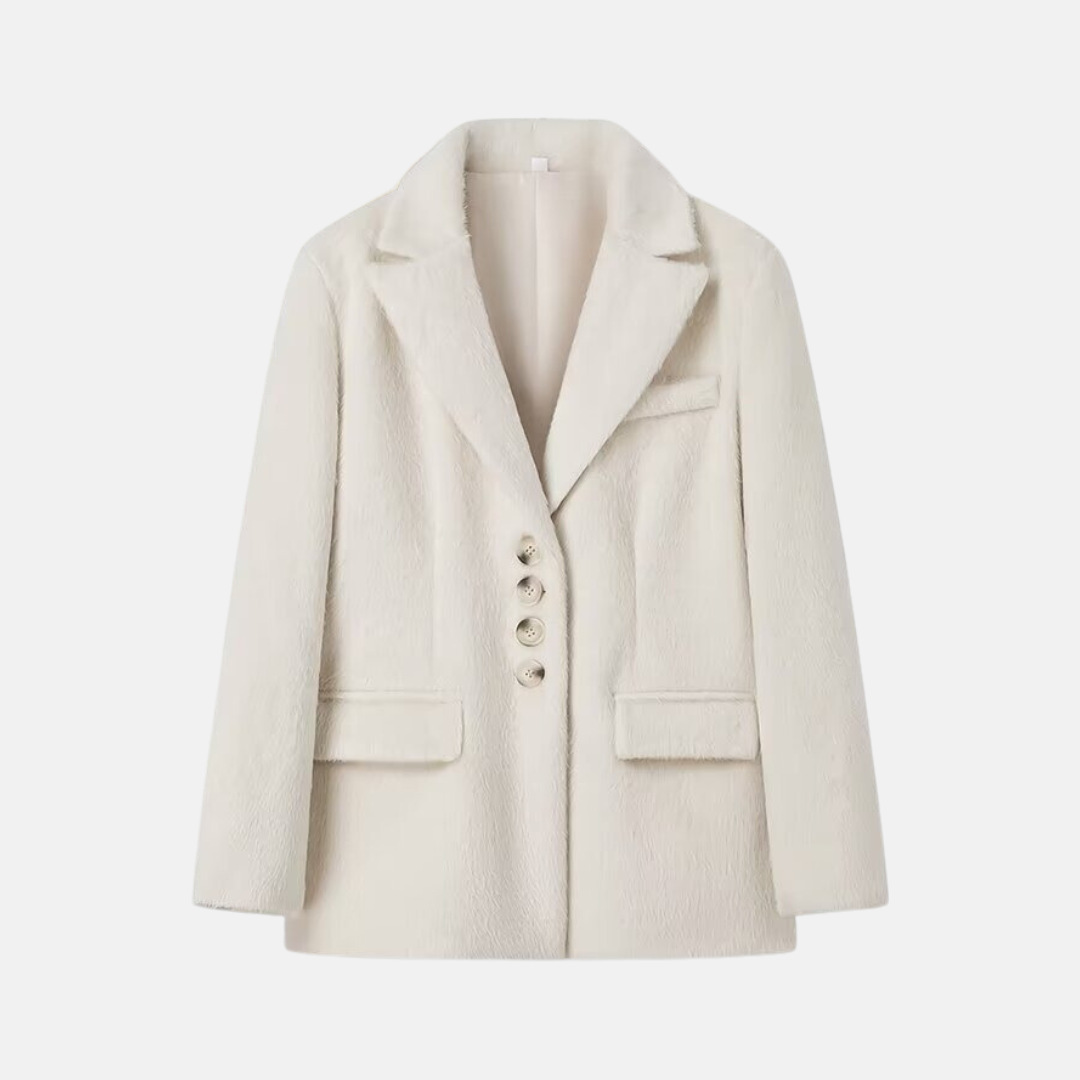 Veste Blazer Femme Amawinc Oversized Coupe Décontractée Confort Pelucheux Revers À Encoche Poches À Rabat