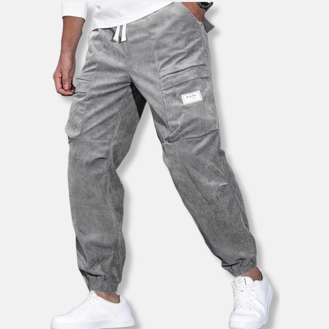 Amawinc Pantalon Homme Velours Côtelé Coupe Décontractée Jambe Fuselée Taille Réglable Poignets Élastiques