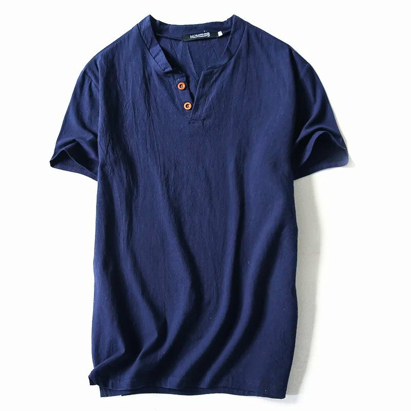 Tee Shirt Tyrin En Lin Respirant Léger Col V Polyvalent Pour Confort Toute La Journée