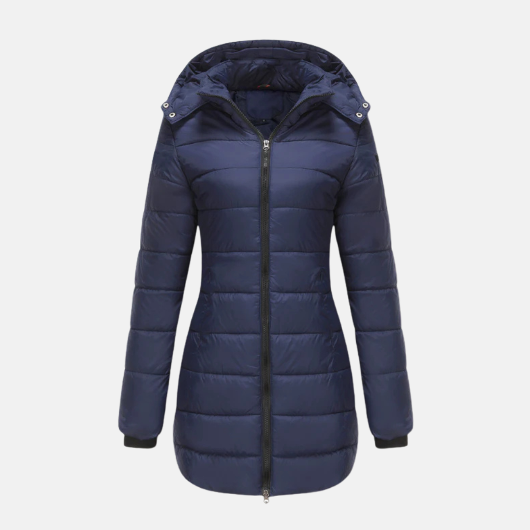 Manteau Longline Matelassé Isolant Avec Capuche Et Fermeture Bidirectionnelle Pour Femme