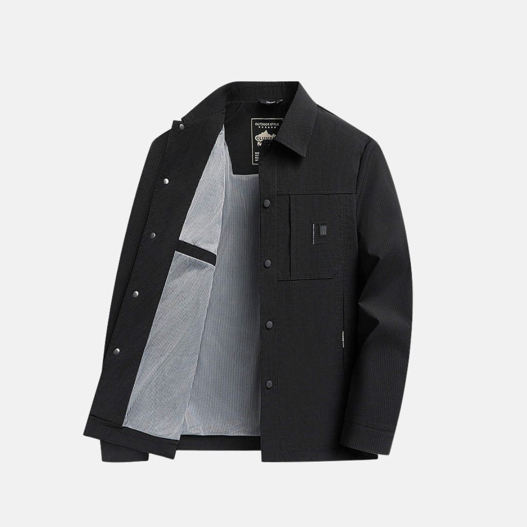Veste Pour Homme En Tissu Tissé Classique Coupe Regular Avec Col Pointu Boutonnage Devant Et Poches Plaquées