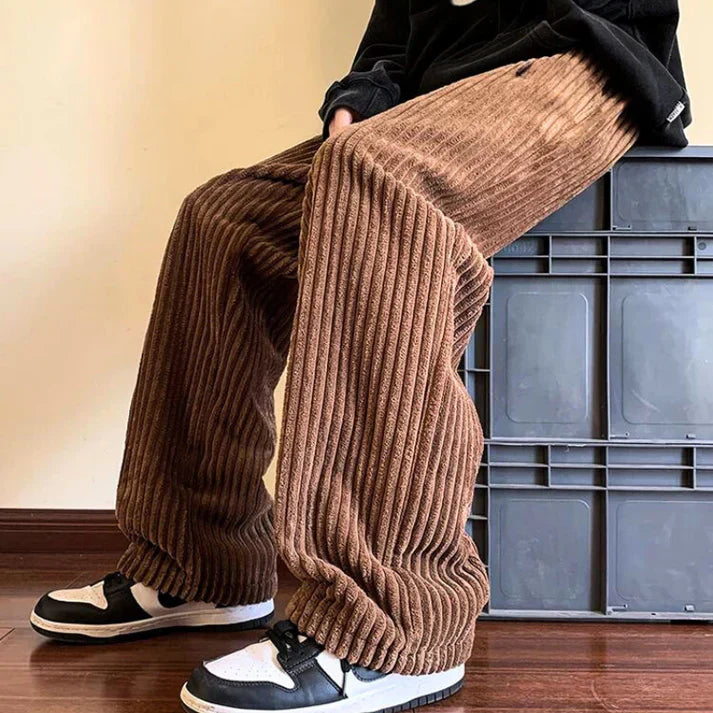 Kelen Pantalon De Survêtement En Velours Côtelé Chaud Et Confortable Avec Taille Ajustable Par Cordon Et Jambes Larges