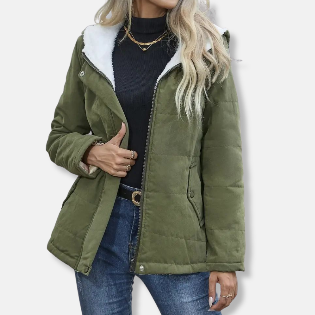 Manteau Court Femme Avec Isolation Matelassée Doublure Polaire Capuche Fermeture Éclair Intégrale Nordisk-Flair