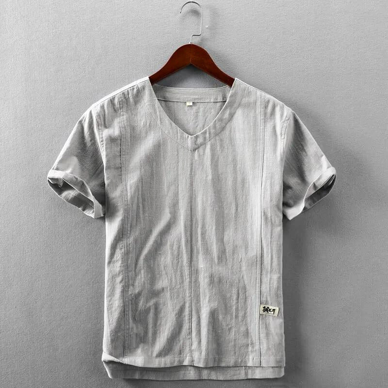 T Shirt Aleron Style Inspiré Par Le Japon En Lin Coton Mélangé Premium Minimaliste Moderne