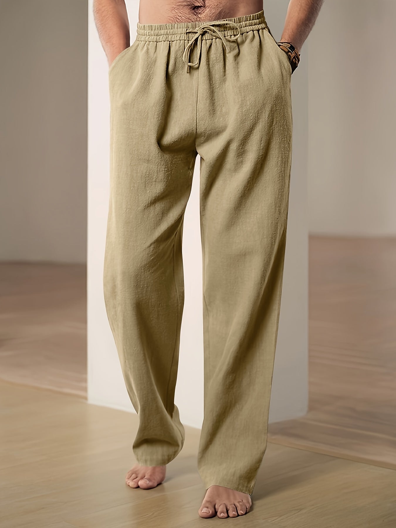 Pantalon De Détente Pour Homme Léger Coupe Décontractée Avec Taille Élastique Et Cordon De Serrage Style Nordique