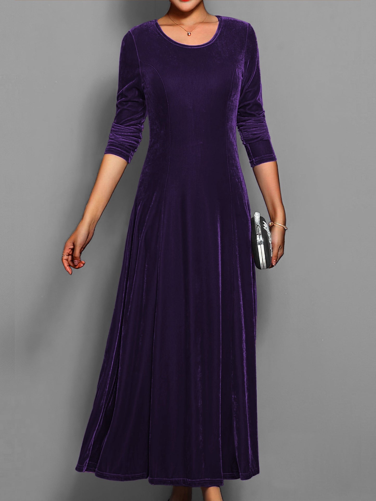 Robe De Soirée En Velours Pour Femme Avec Manches Longues Confort Et Élégance Pour Dîners Et Fêtes Alice