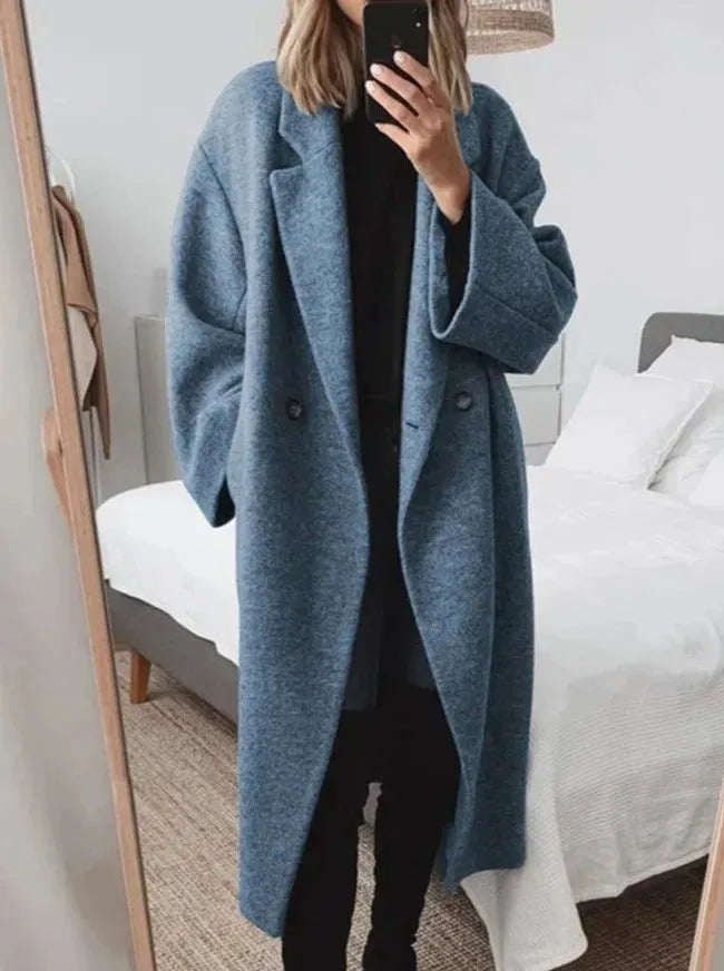 Manteau Violet Oversize Boutonné Élégant Pour Femme Amawinc Polyvalent Idéal Pour Tenues Décontractées Ou Semi Formelles